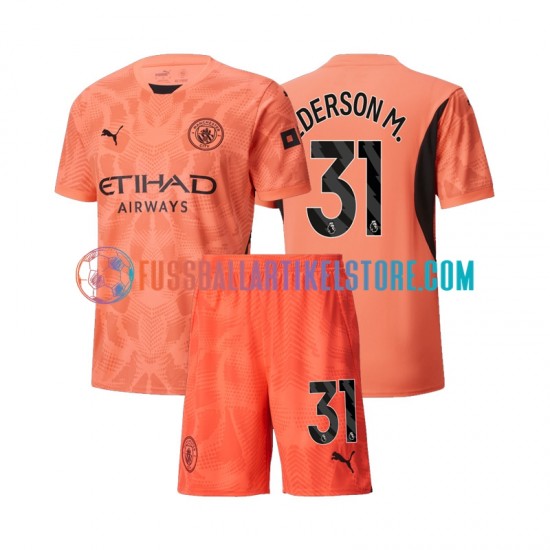 Manchester City Auswärtsausrüstung Torwart Ederson Moraes 31 2024-2025 Kinder Set(Trikot und Hose) S/S