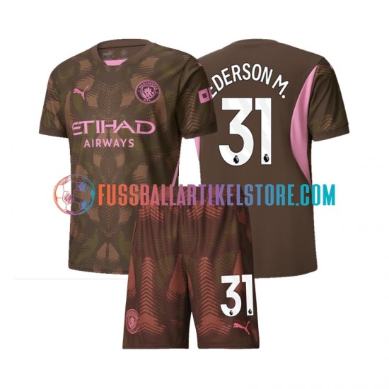 Manchester City Heimausrüstung Torwart Ederson Moraes 31 2024-2025 Kinder Set(Trikot und Hose) S/S