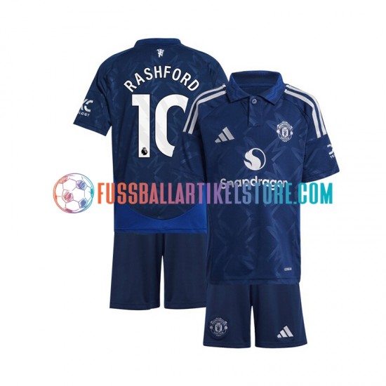 Manchester United Auswärtsausrüstung Marcus Rashford 10 2024-2025 Kinder Set(Trikot und Hose) Rot S/S