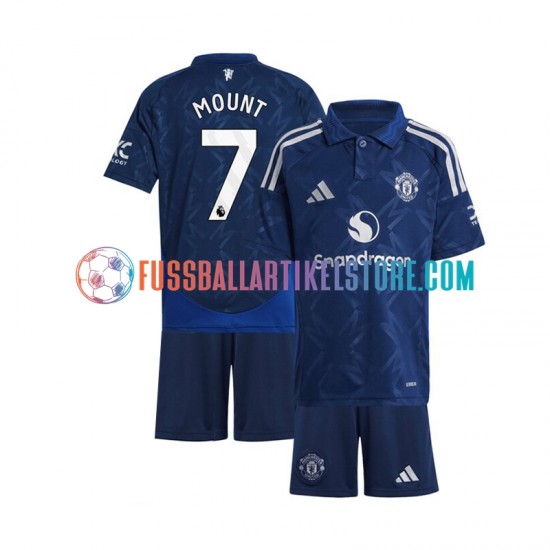 Manchester United Auswärtsausrüstung Mason Mount 7 2024-2025 Kinder Set(Trikot und Hose) Rot S/S