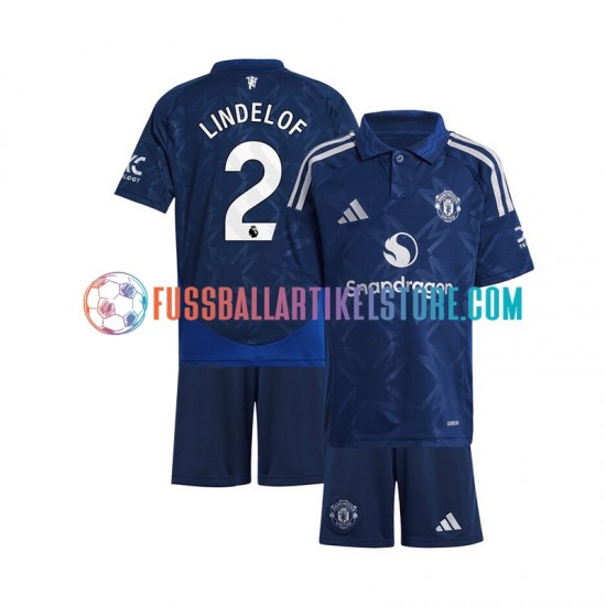 Manchester United Auswärtsausrüstung Victor Lindelof 2 2024-2025 Kinder Set(Trikot und Hose) Rot S/S