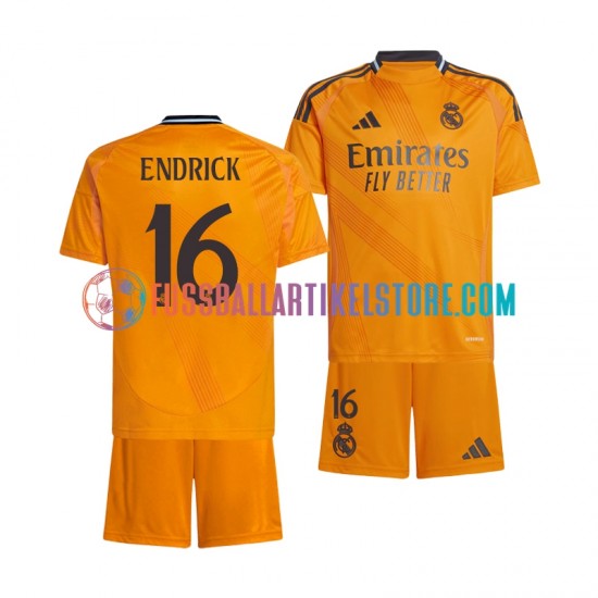 Real Madrid Auswärtsausrüstung ENDRICK 16 2024-2025 Kinder Set(Trikot und Hose) S/S