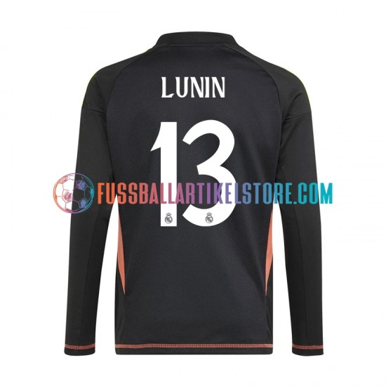 Real Madrid Auswärtsausrüstung Torwart Andriy Lunin 13 2024-2025 Herren Trikot Blau L/S