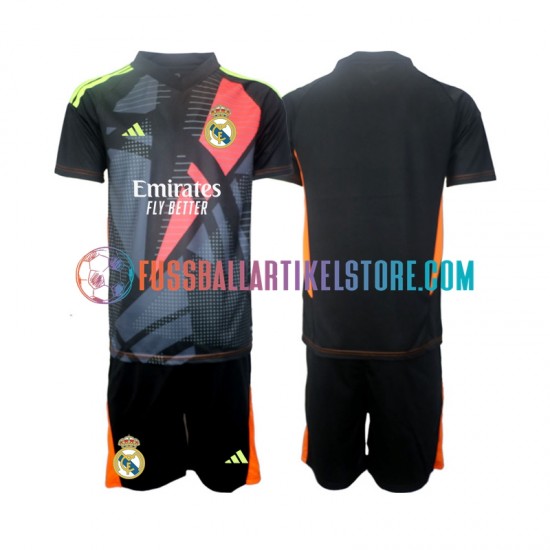 Real Madrid Auswärtsausrüstung Torwart 2024-2025 Kinder Set(Trikot und Hose) Schwarz S/S