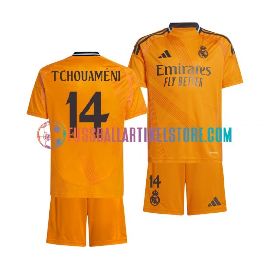 Real Madrid Auswärtsausrüstung Tchouameni 14 2024-2025 Kinder Set(Trikot und Hose) S/S