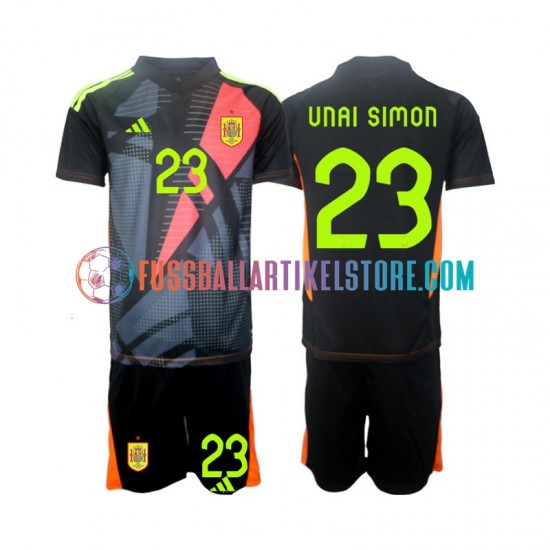 Spanien Auswärtsausrüstung Torwart Unai Simon 23 Euro 2024 Kinder Set(Trikot und Hose) S/S