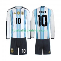Argentinien Heimausrüstung Lionel Messi 10 World Cup 2026 Kinder Set(Trikot und Hose) L/S