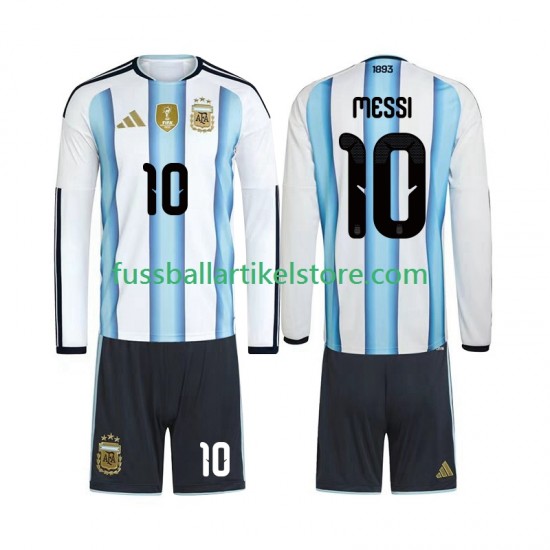 Argentinien Heimausrüstung Lionel Messi 10 World Cup 2026 Kinder Set(Trikot und Hose) L/S
