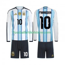 Argentinien Heimausrüstung Maradona 10 World Cup 2026 Kinder Set(Trikot und Hose) L/S