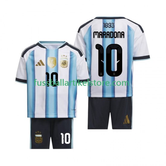 Argentinien Heimausrüstung Maradona 10 World Cup 2026 Kinder Set(Trikot und Hose) S/S
