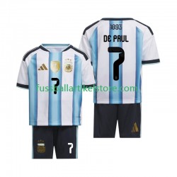 Argentinien Heimausrüstung Rodrigo De Paul 7 World Cup 2026 Kinder Set(Trikot und Hose) S/S