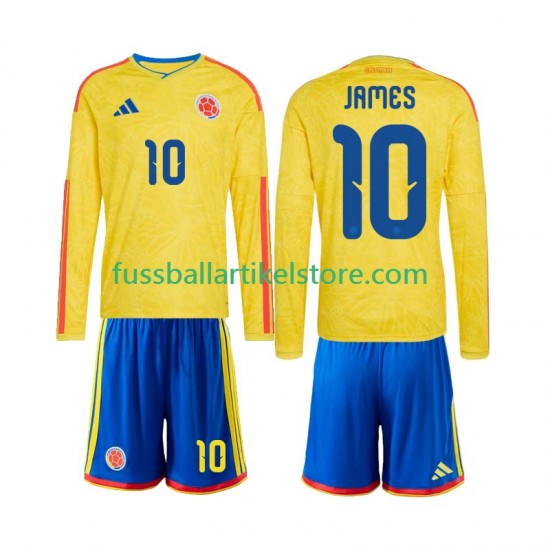 Kolumbien Heimausrüstung James Rodriguez 10 World Cup 2026 Kinder Set(Trikot und Hose) L/S