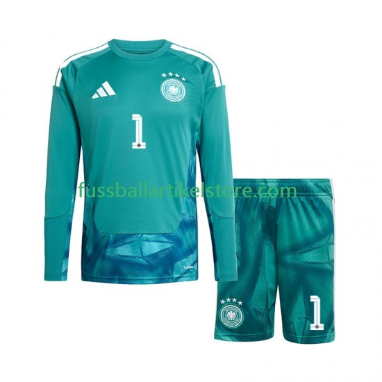 Deutschland Heimausrüstung Torwart Manuel Neuer 1 World Cup 2026 Kinder Set(Trikot und Hose) L/S