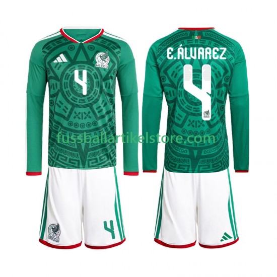 Mexiko Heimausrüstung Edson Alvarez 4 World Cup 2026 Kinder Set(Trikot und Hose) L/S