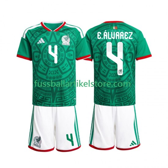 Mexiko Heimausrüstung Edson Alvarez 4 World Cup 2026 Kinder Set(Trikot und Hose) S/S