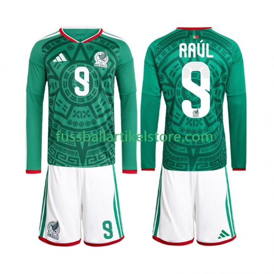 Mexiko Heimausrüstung Raul Jimenez 9 World Cup 2026 Kinder Set(Trikot und Hose) L/S