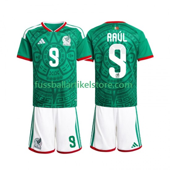 Mexiko Heimausrüstung Raul Jimenez 9 World Cup 2026 Kinder Set(Trikot und Hose) S/S