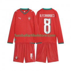 Portugal Heimausrüstung Bruno Fernandes 8 World Cup 2026 Kinder Set(Trikot und Hose) L/S