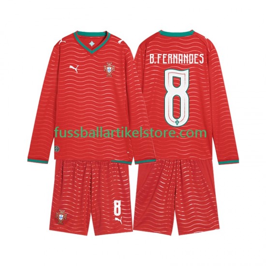 Portugal Heimausrüstung Bruno Fernandes 8 World Cup 2026 Kinder Set(Trikot und Hose) L/S