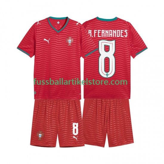 Portugal Heimausrüstung Bruno Fernandes 8 World Cup 2026 Kinder Set(Trikot und Hose) S/S