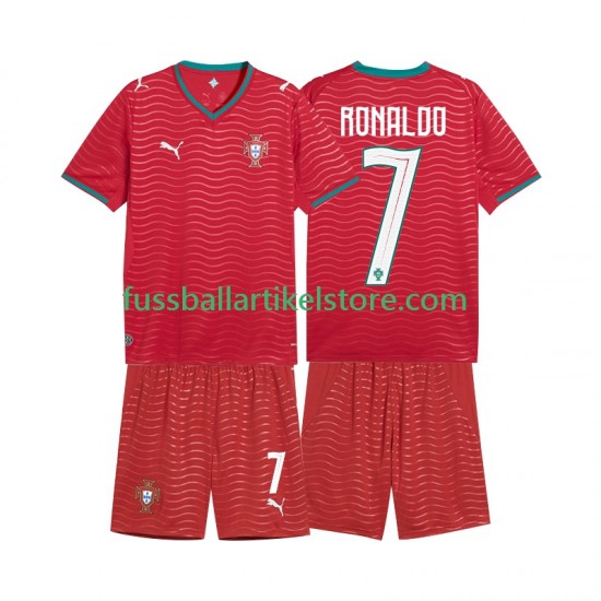 Portugal Heimausrüstung Cristiano Ronaldo 7 World Cup 2026 Kinder Set(Trikot und Hose) S/S