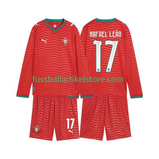Portugal Heimausrüstung Rafael Leao 17 World Cup 2026 Kinder Set(Trikot und Hose) L/S