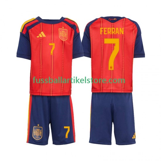 Spanien Heimausrüstung Ferran Torres 7 World Cup 2026 Kinder Set(Trikot und Hose) S/S