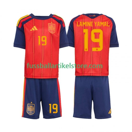 Spanien Heimausrüstung Lamine Yamal 19 World Cup 2026 Kinder Set(Trikot und Hose) S/S