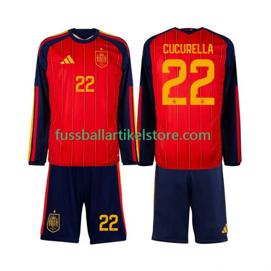 Spanien Heimausrüstung Marc Cucurella 22 World Cup 2026 Kinder Set(Trikot und Hose) L/S