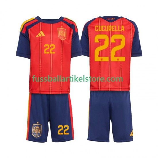 Spanien Heimausrüstung Marc Cucurella 22 World Cup 2026 Kinder Set(Trikot und Hose) S/S