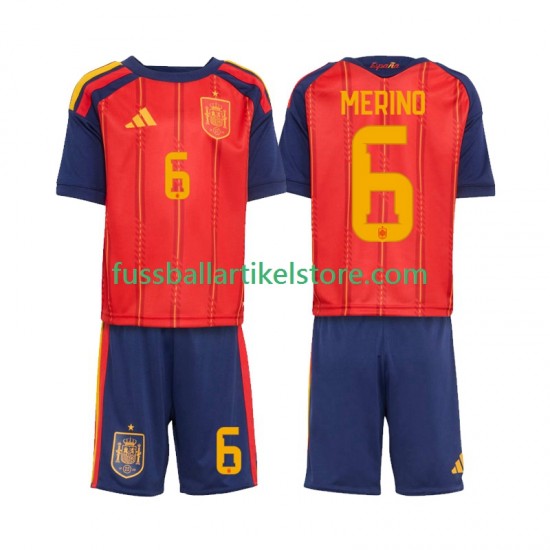 Spanien Heimausrüstung Mikel Merino 6 World Cup 2026 Kinder Set(Trikot und Hose) S/S