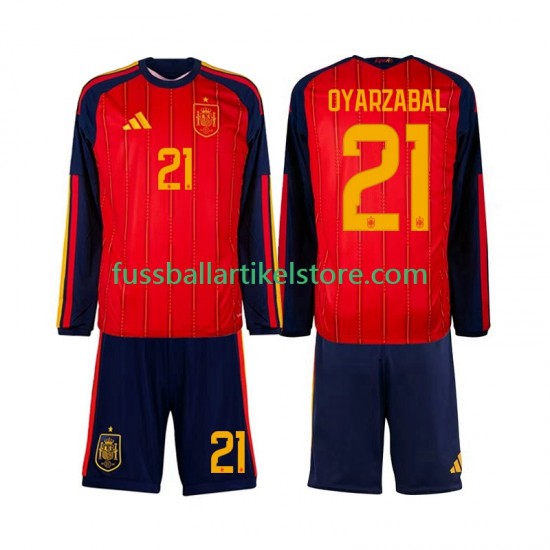 Spanien Heimausrüstung Mikel Oyarzabal 21 World Cup 2026 Kinder Set(Trikot und Hose) L/S