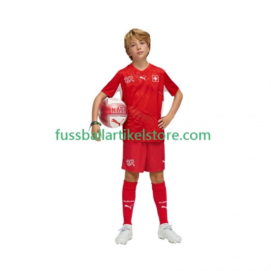 Schweiz Heimausrüstung World Cup 2026 Kinder Set(Trikot und Hose) S/S