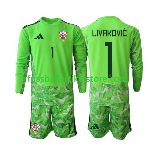 Kroatien Heimausrüstung Torwart Dominik Livakovic 25 2026-2027 Kinder Set(Trikot und Hose) L/S