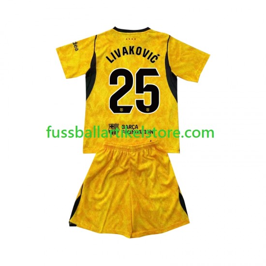 FC Barcelona Viertesausrüstung Torwart Dominik Livakovic 25 2026-2027 Kinder Set(Trikot und Hose) S/S