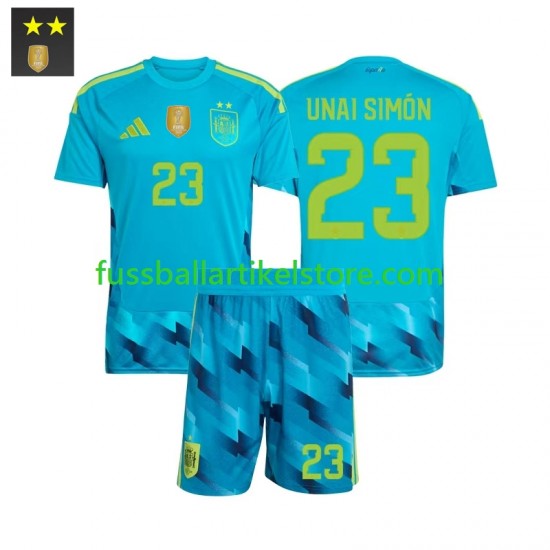 Spanien Heimausrüstung Torwart Unai Simon 23 2026-2027 Kinder Set(Trikot und Hose) S/S