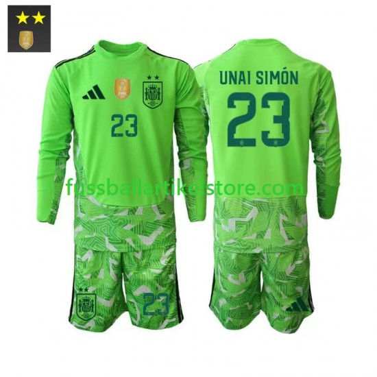 Spanien Ausweichausrüstung Torwart Unai Simon 23 2026-2027 Kinder Set(Trikot und Hose) L/S