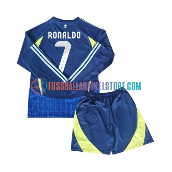 Al-Nassr Auswärtsausrüstung Cristiano Ronaldo 7 2024-2025 Kinder Set(Trikot und Hose) L/S