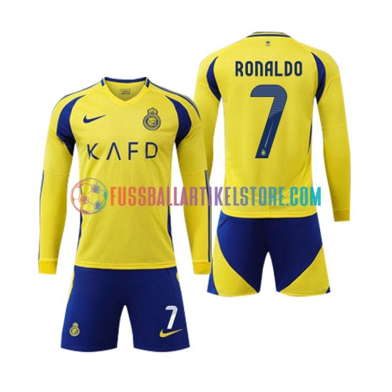 Al-Nassr Heimausrüstung Cristiano Ronaldo 7 2024-2025 Kinder Set(Trikot und Hose) L/S