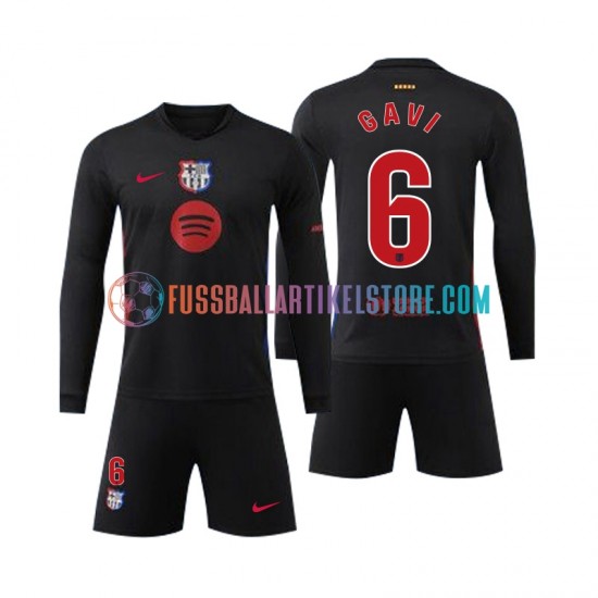 FC Barcelona Auswärtsausrüstung Gavi 6 2024-2025 Kinder Set(Trikot und Hose) L/S