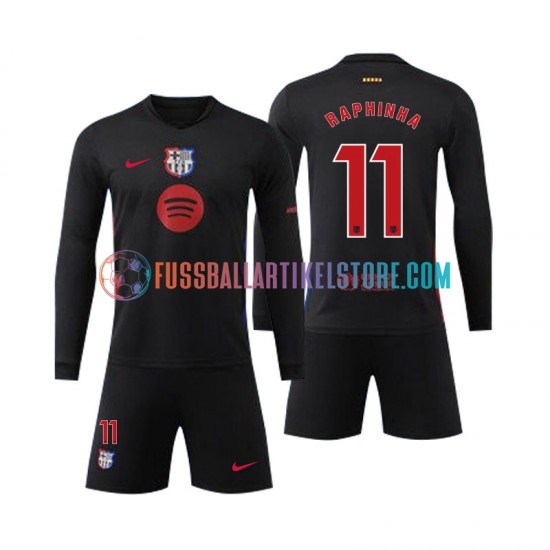 FC Barcelona Auswärtsausrüstung Raphinha 11 2024-2025 Kinder Set(Trikot und Hose) L/S