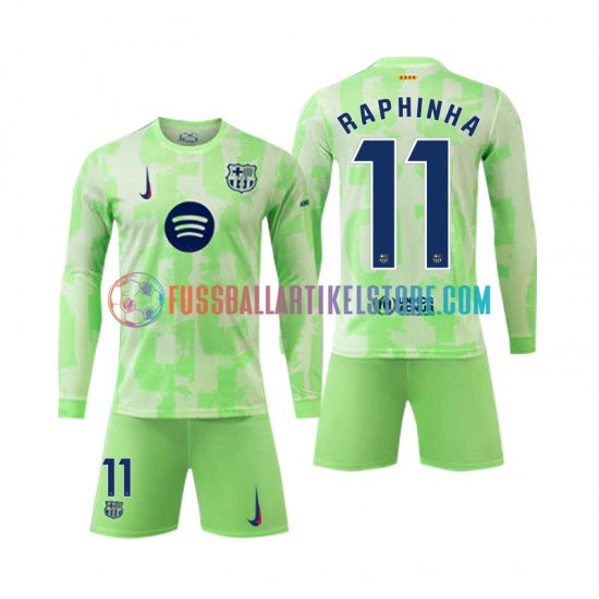 FC Barcelona Ausweichausrüstung Raphinha 11 2024-2025 Kinder Set(Trikot und Hose) L/S