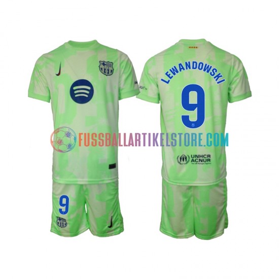 FC Barcelona Ausweichausrüstung Robert Lewandowski 9 2024-2025 Kinder Set(Trikot und Hose) S/S