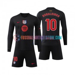 FC Barcelona Auswärtsausrüstung Ronaldinho 10 2024-2025 Kinder Set(Trikot und Hose) L/S
