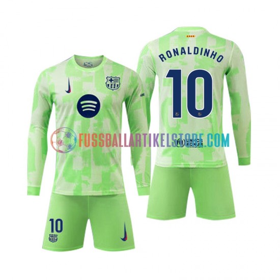 FC Barcelona Ausweichausrüstung Ronaldinho 10 2024-2025 Kinder Set(Trikot und Hose) L/S