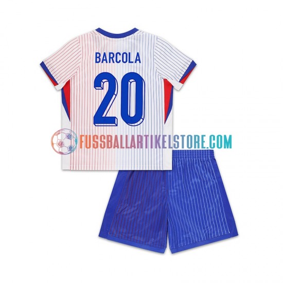 Frankreich Auswärtsausrüstung Bradley Barcola 20 2024 Kinder Set(Trikot und Hose) S/S