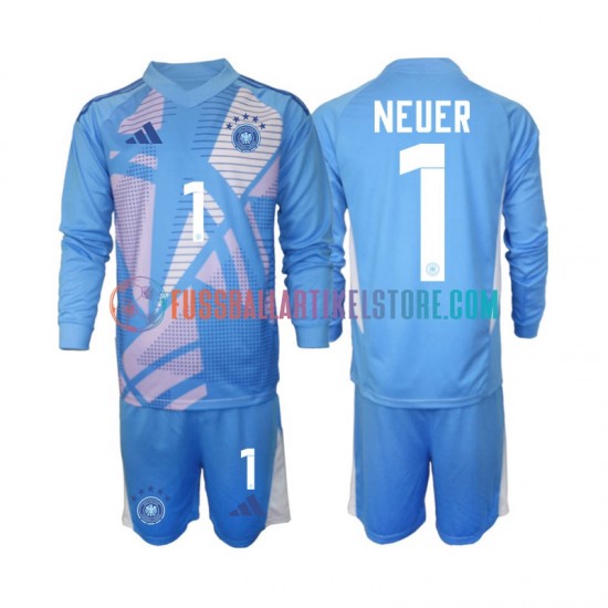 Deutschland Viertesausrüstung Torwart Manuel Neuer 1 2024-2025 Kinder Set(Trikot und Hose) L/S