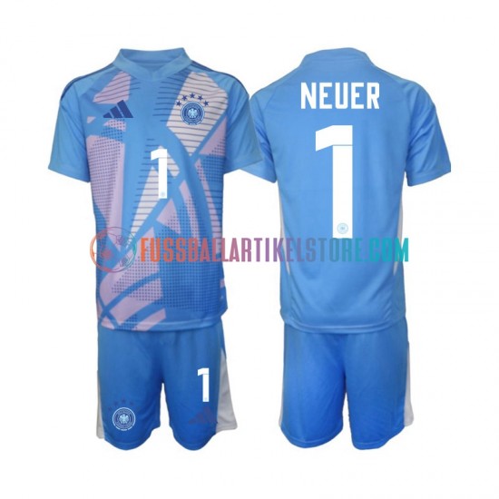 Deutschland Viertesausrüstung Torwart Manuel Neuer 1 2024-2025 Kinder Set(Trikot und Hose) S/S