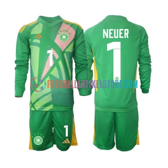 Deutschland Ausweichausrüstung Torwart Manuel Neuer 1 2024-2025 Kinder Set(Trikot und Hose) L/S