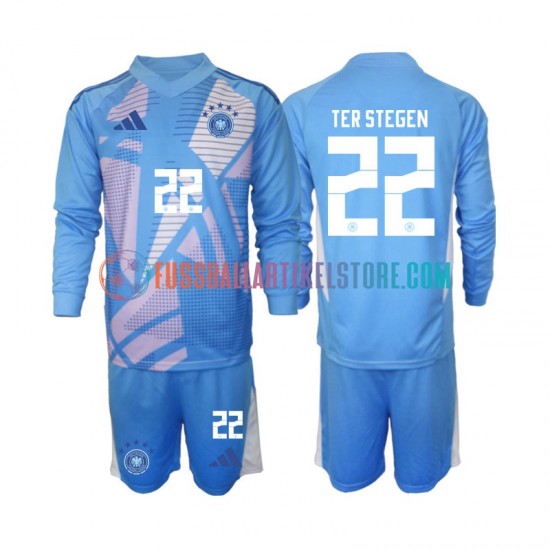 Deutschland Viertesausrüstung Torwart Ter Stegen 22 2024-2025 Kinder Set(Trikot und Hose) L/S